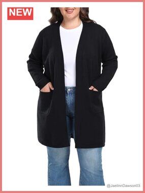 Long Plus Size Open Front Cardigan Lightweight Stretchable Sweater Coat